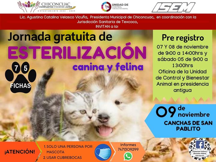 Se llevara a cabo la Jornada de Esterilizacion canina y