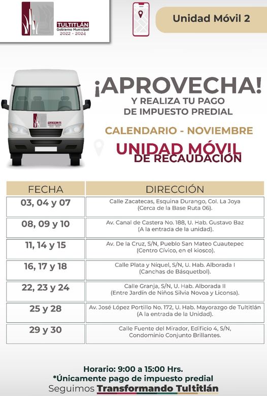 Te informamos donde estara ubicada una de nuestras UnidadesMoviles de