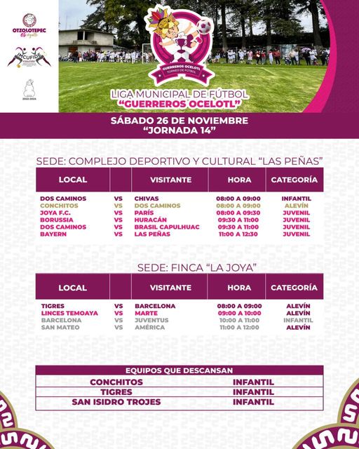 ¡Arrancan nuestros partidos de la jornada 14 ¡La liga municipal