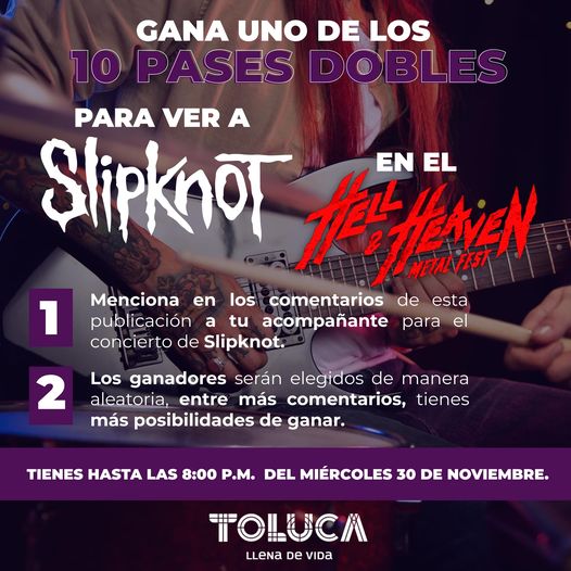 ¿Quieres ganar un pase doble para ver a Slipknot en