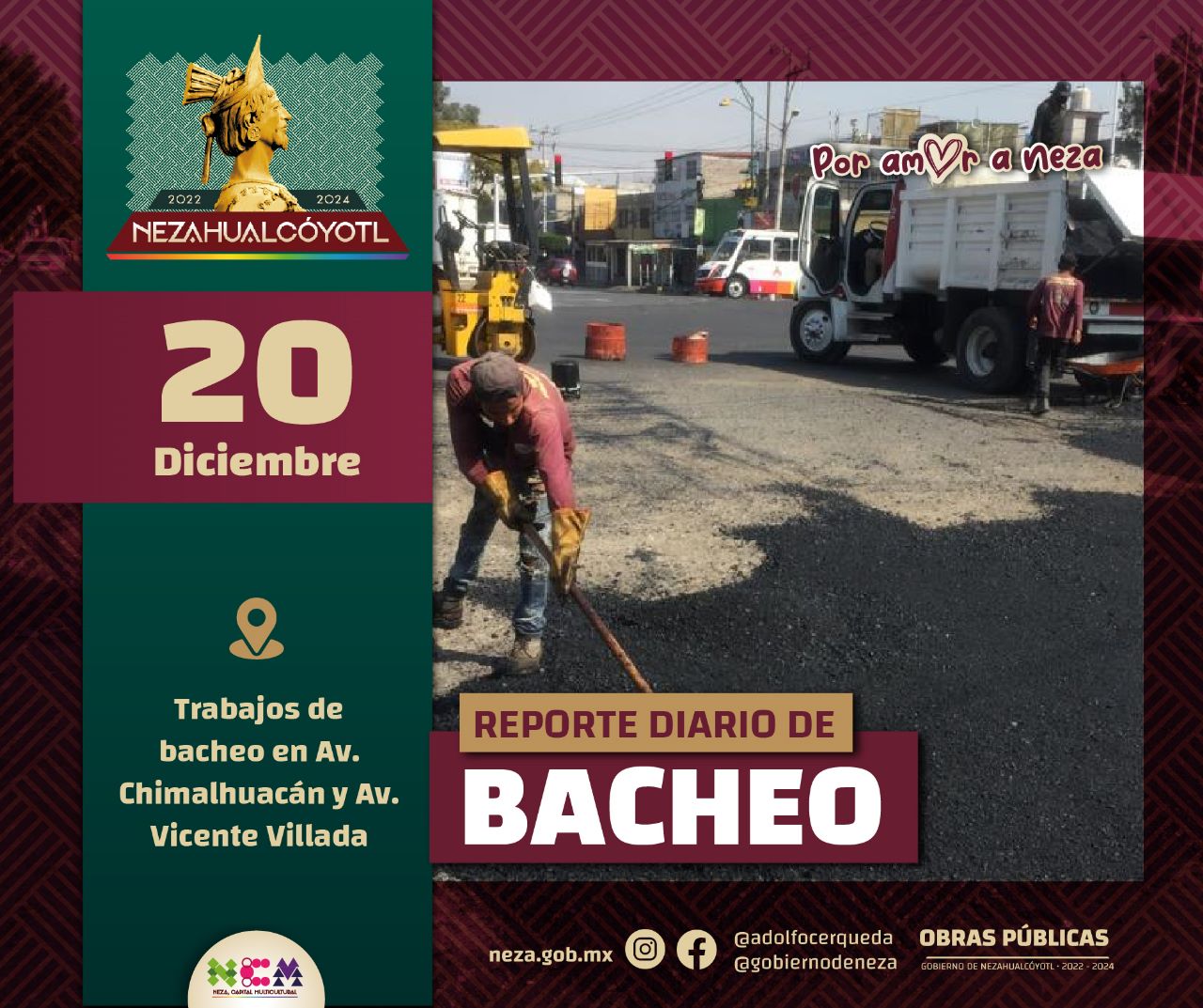 1671629667 942 ObrasPublicas Continuamos realizando trabajos de Bacheo en distintos punto