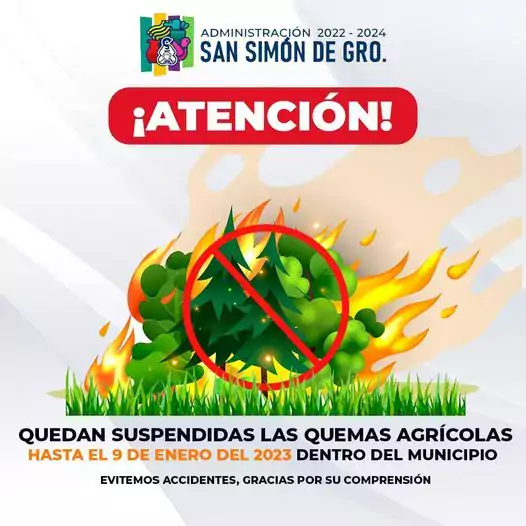 ATENTO AVISO se recomienda eludir las quemas agricolas en el jpg