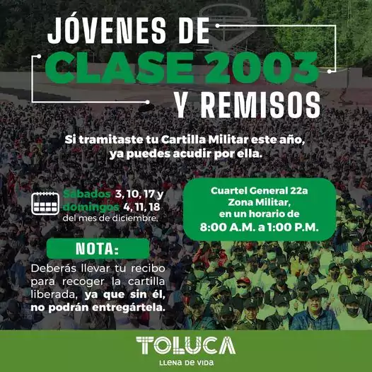 AVISO JOVENES DE LA CLASE 2003 y REMISOS que jpg