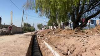 Ampliacion del drenaje sanitario en Santiago Tejocotillos