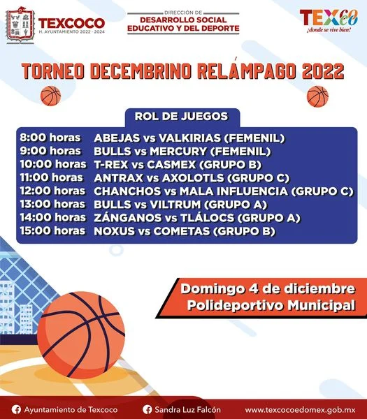 Continúa el Torneo Decembrino Relámpago de Basquetbol en las instalaciones  del P - Estado de México