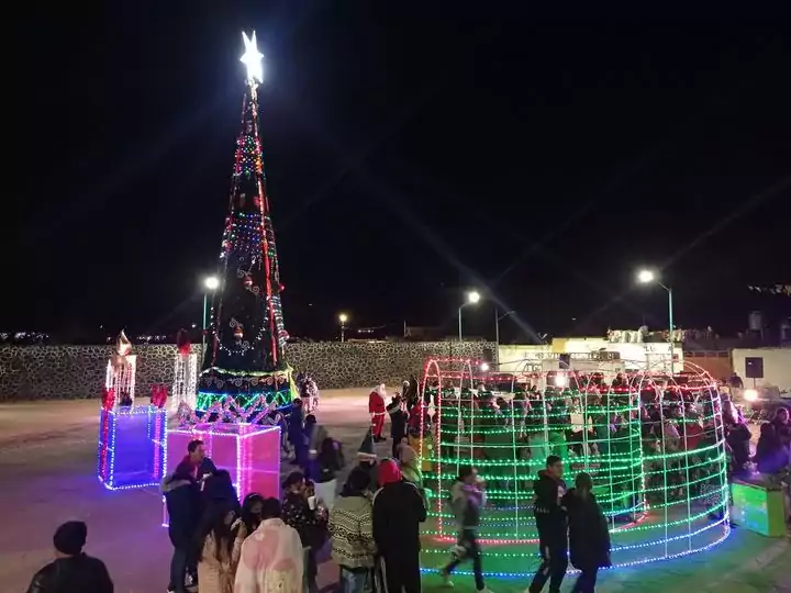 Encendido de arbol navideno en la delegacion de Santiago Tepopula jpg