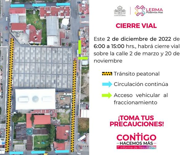 Este 2 de diciembre habra cierre vehicular por lo que