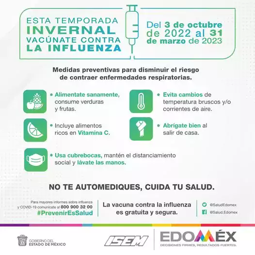 Gobierno del Estado de Mexico VacunateContraLaInfluenza para proteger tu salud jpg