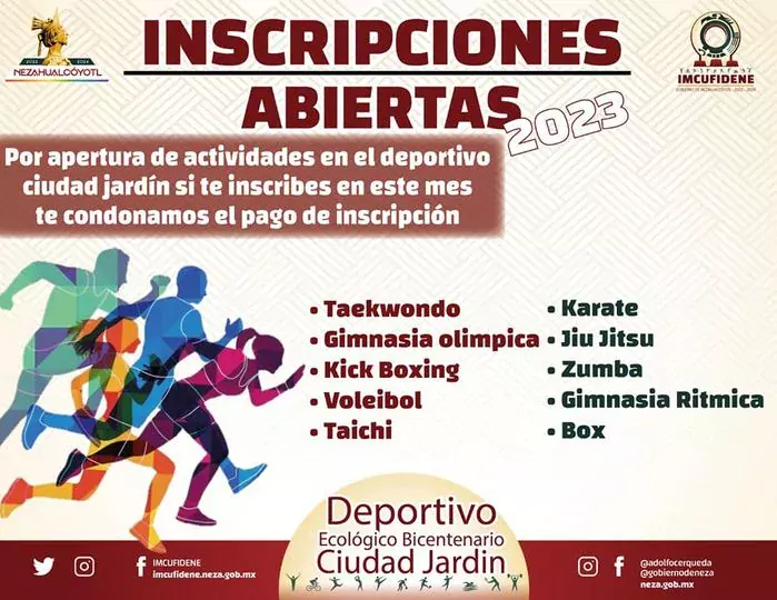 Inscripciones abiertas en Deportivo Ecologico Bicentenario Ciudad Jardin jpg