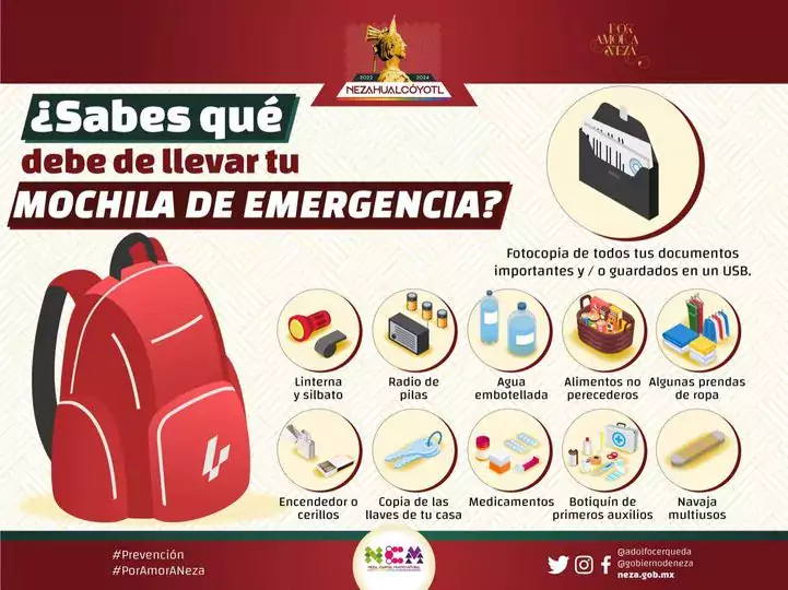 Prevencion ¿Sabes que debe llevar una MochilaDeEmergencia jpg