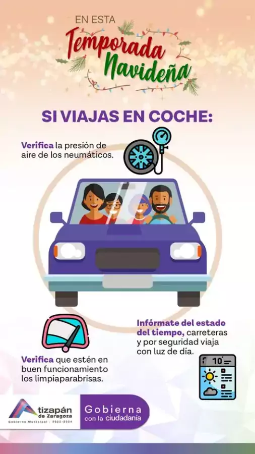 Si viajas en coche en esta temporada navidena te compartimos jpg