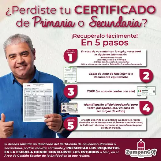 ¿Perdiste tu certificado de primaria o secundaria jpg