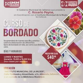 1674762961 CURSO DE BORDADO en Alborada Jaltenco