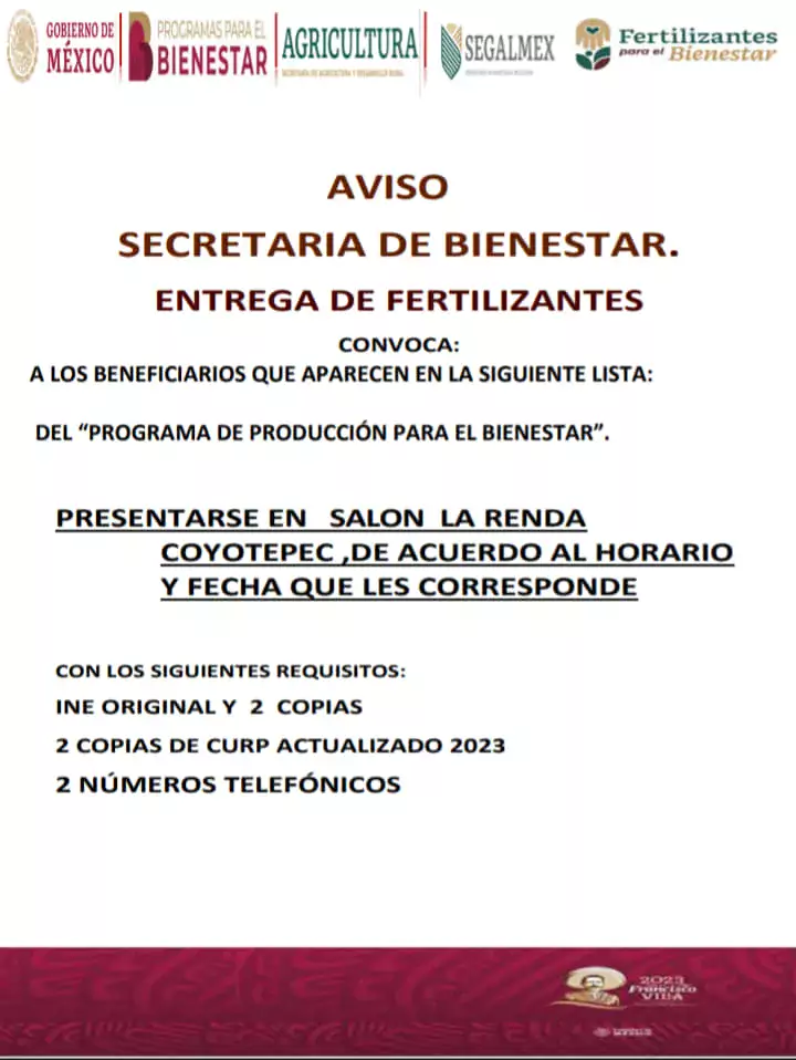 ATENCION ENTREGA DE FERTILIZANTES DEL PROGRAMA DE PRODUCCION PARA EL jpg