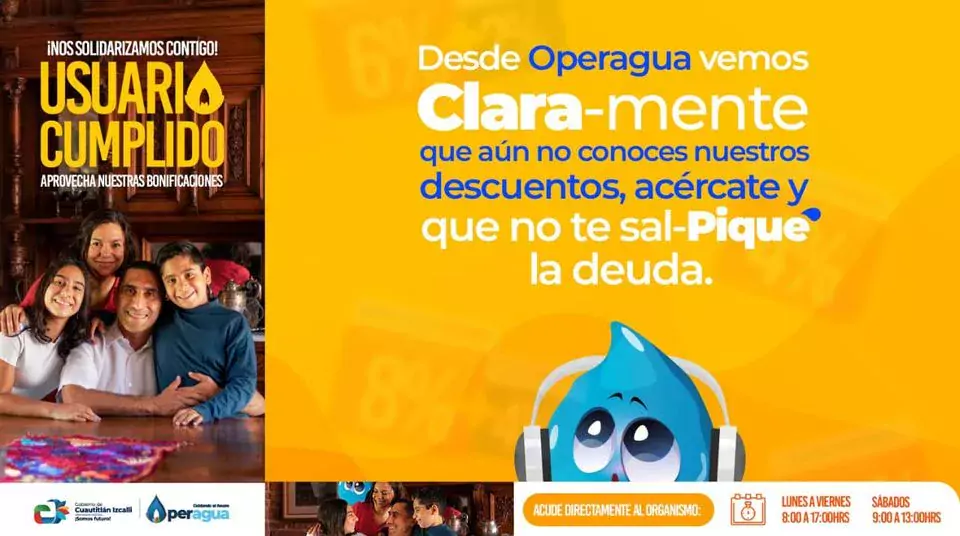 Aprovecha la campana de bonificaciones en el pago del agua jpg