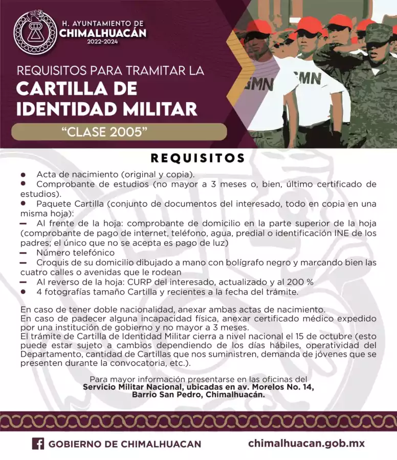 Atencion jovenes clase 2005 y remisos de Chimalhuacan que tramitaran jpg