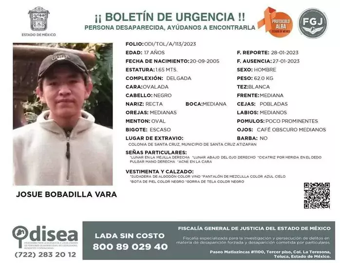 Ayudanos a encontrar a Josue Bobadilla Vara desaparecio el dia jpg