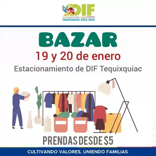 Bazar DIF 19 y 20 de enero Estacionamiento de DIF jpg