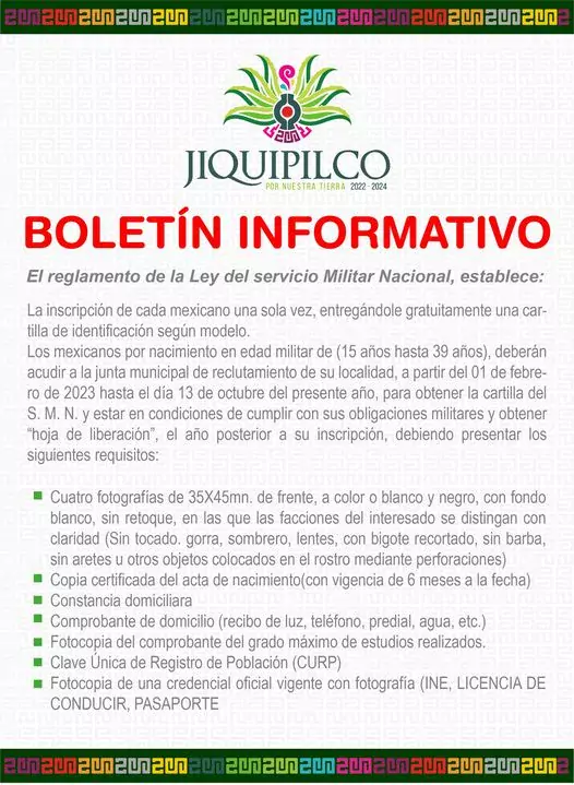 Boletin informativo sobre la Ley de Servicio Militar jpg