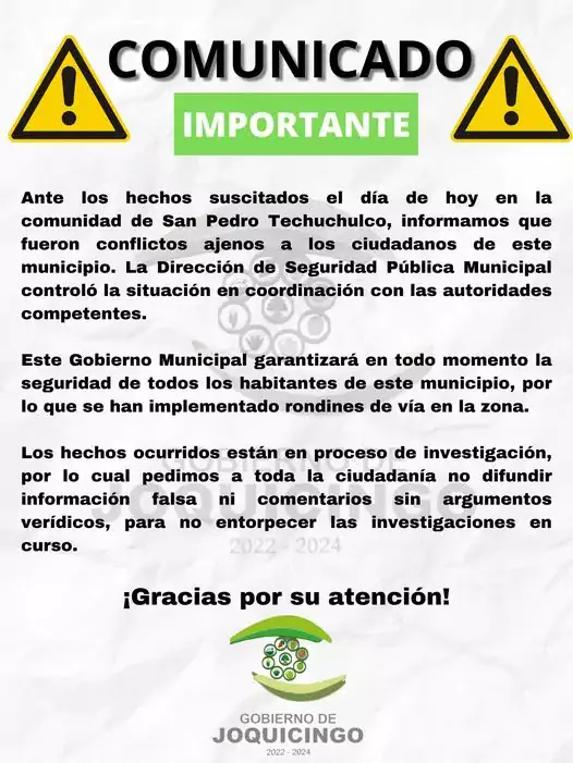 COMUNICADO IMPORTANTE GobiernoDeJoquicingo ComunicadoImportante SanPedroTec jpg