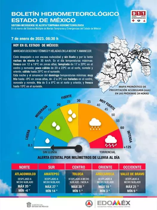 Clima BOLETIN METEOROLOGICO Edomex Este sabado cielo despejado y jpg