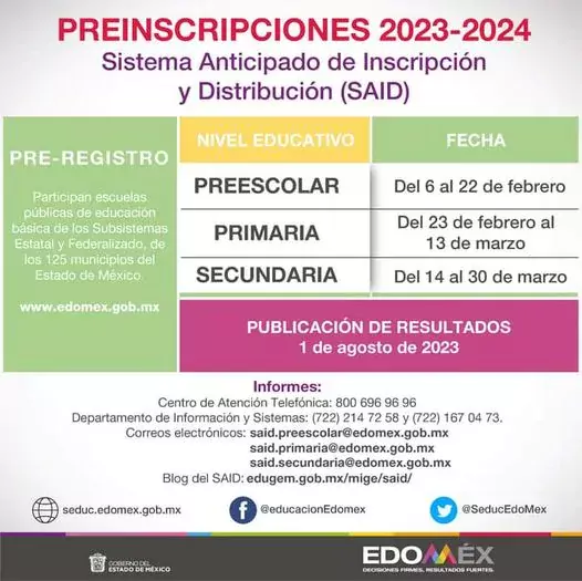 Consulta la convocatoria para preinscripciones SAID2023 jpg