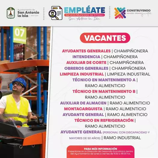 Empleate Hay vacantes disponibles Para mas informacion acude ala jpg