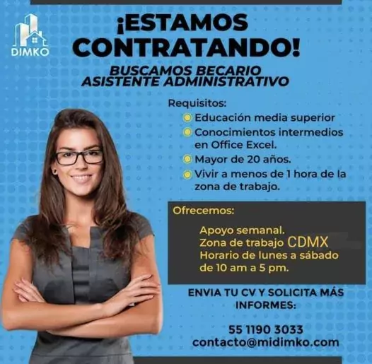 I Vacante Se busca becario como asistente administrativo checa los jpg