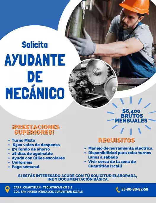 I Vacante Vacante disponible como ayudante de mecanico checa los jpg