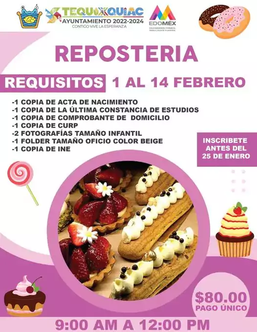 Inscribete al curso de REPOSTERIA que seran impartidos en la jpg