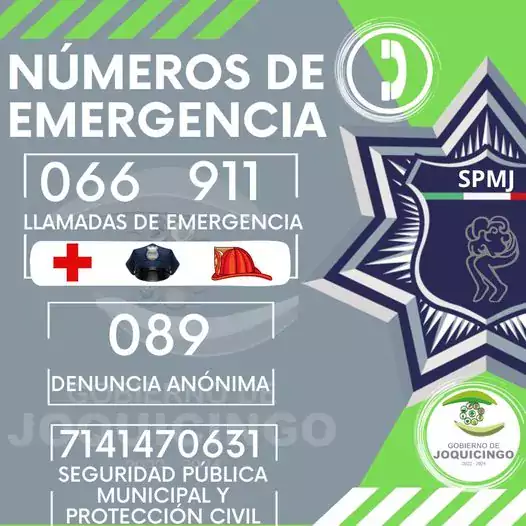 NUMEROS DE EMERGENCIA GobiernoDeJoquicingo SeguridadPublicaJoquicingo JuntosC jpg