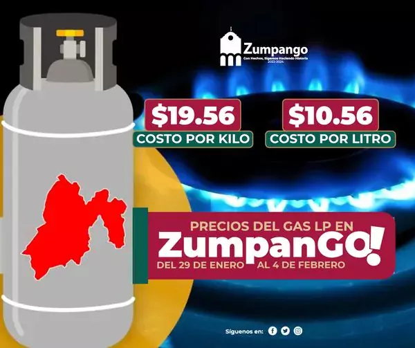 ¡Precio del gas LP en ZumpanGO jpg