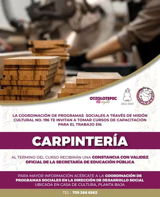 ¡Regresa El curso de carpinteria a Otzolotepec ¿Te apuntas ¡Contactanos jpg