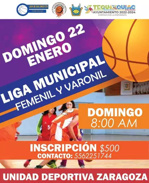 ¡Unete a la liga de basquetbol femenil y varonil jpg