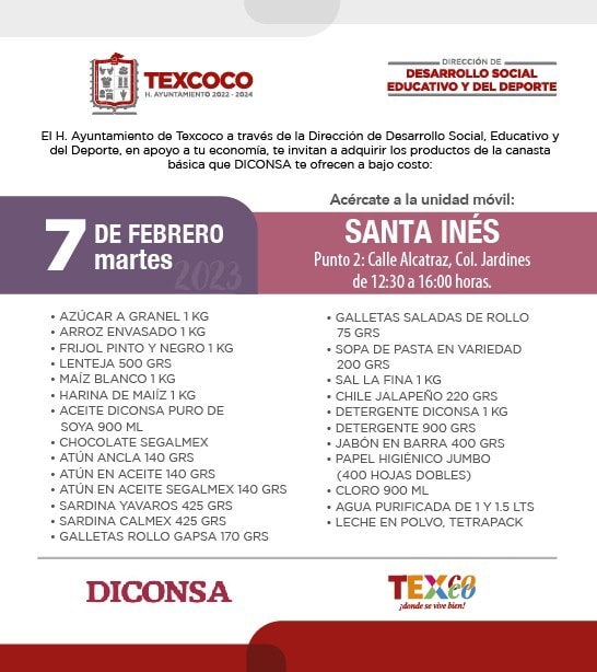 1675714734 806 Informacion importante El Ayuntamiento de Texcoco y DICONSA trae para