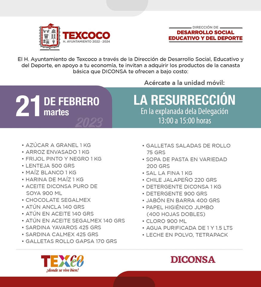 1676920957 281 Informacion importante El Ayuntamiento de Texcoco y DICONSA trae para