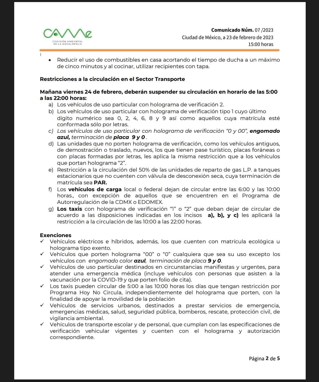 1677250980 159 ContingenciaAmbiental 24 de Febrero Engomado azul Terminacion de Pla