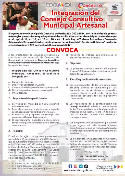 Convocatoria para integrar el Consejo Consultivo Municipal Sostenible y Desarrol jpg