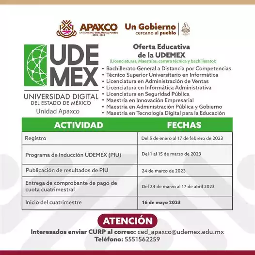 ESTUDIA BACHILLERATO LICENCIATURA O MAESTRIA EN LA UDEMEX jpg