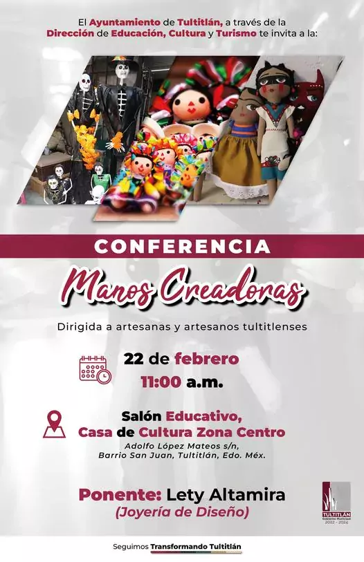 El Ayuntamiento de Tultitlan te invita a la CONFERENCIA Manos jpg