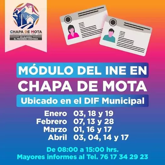 Fechas modulo del INE en Chapa de Mota EnAlianzaElProgresoContinua jpg