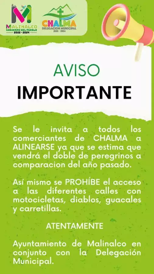 IMPORTANTE Invitamos a toda la comunidad de Chalma y comerciantes jpg