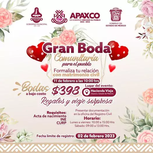 MANANA ULTIMO DIA DE REGISTRO PARA LA GRAN BODA COMUNITARIA jpg