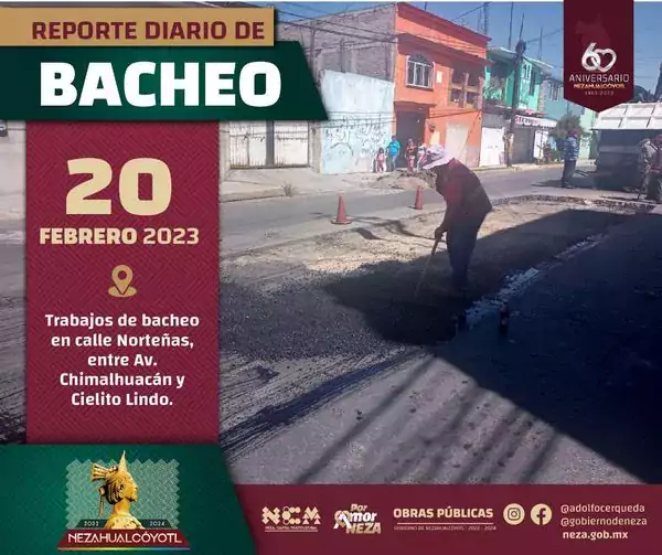 ObrasPublicas Les compartimos nuestro ReporteDiario de Bacheo que se jpg