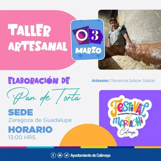 Te invitamos al TallerArtesanal Elaboracion de Pan de Torta en jpg