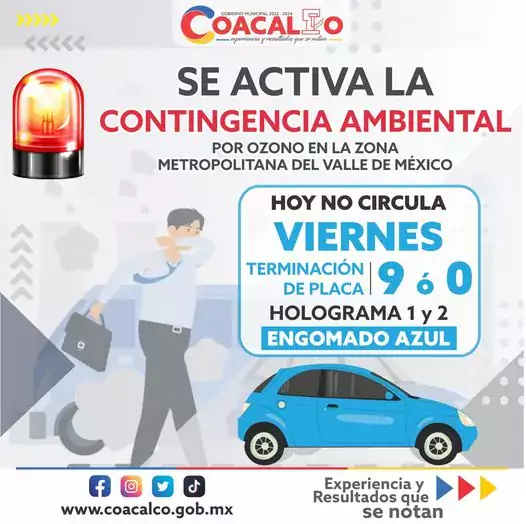 Toma precaucionesViernes de HoyNoCircula por Fase 1 Contingencia Ambiental jpg