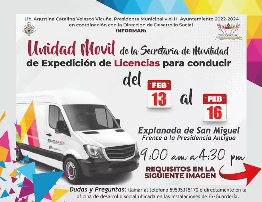 ¡ATENCION LA UNIDAD MOVIL DE LICENCIAS YA ESTA EN CHICONCUAC jpg