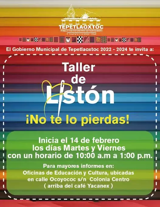 ¡Inscribete al Taller de liston jpg