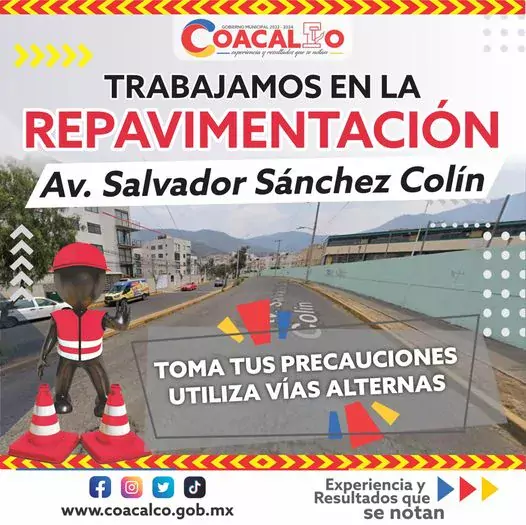 ¡Utiliza vias alternas Estamos repavimentando la Av Salvador Sanchez Colin jpg