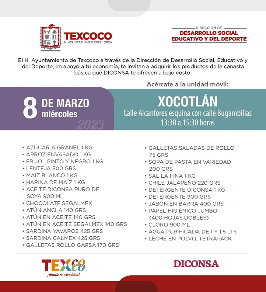 1678221819 874 Informacion importante El Ayuntamiento de Texcoco y DICONSA trae para